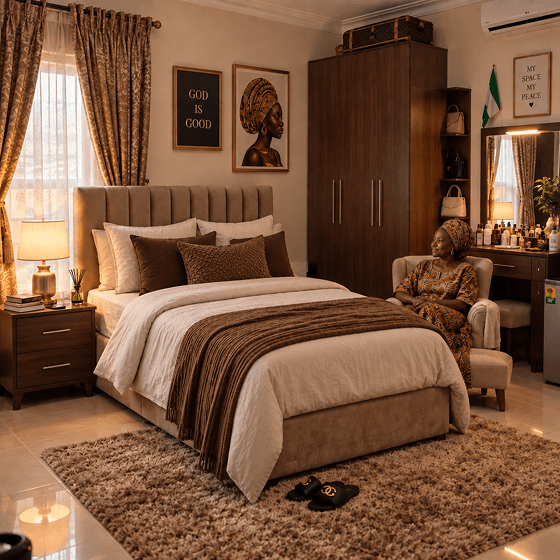 Elderly care comfortable bedroom setup